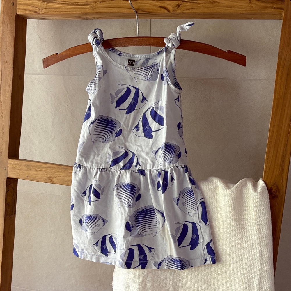 Tea Blue Fish Print Dress